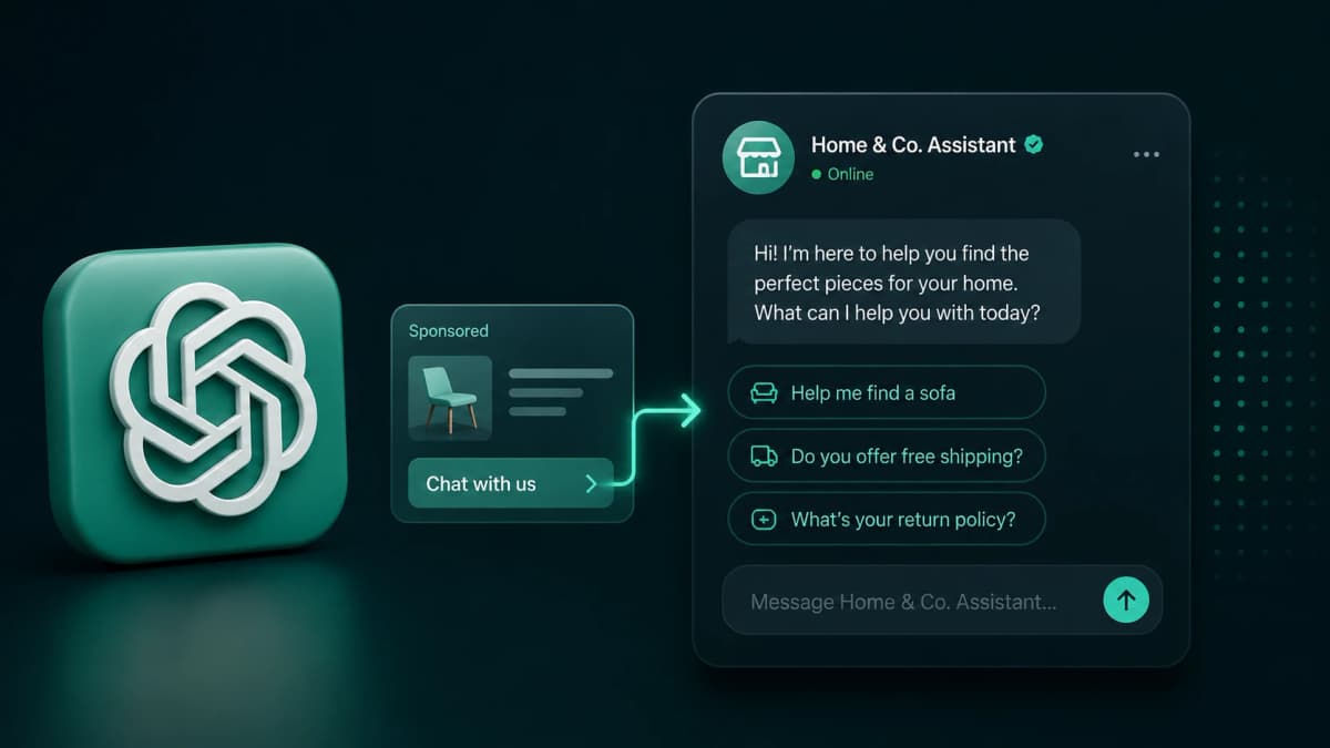 OpenAI тестирует рекламу в ChatGPT: клик ведёт не на сайт, а в чат с ИИ-агентом