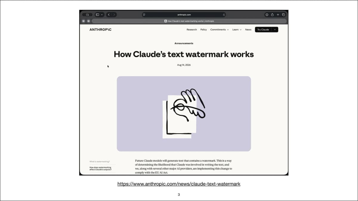Как Claude помечает AI текст