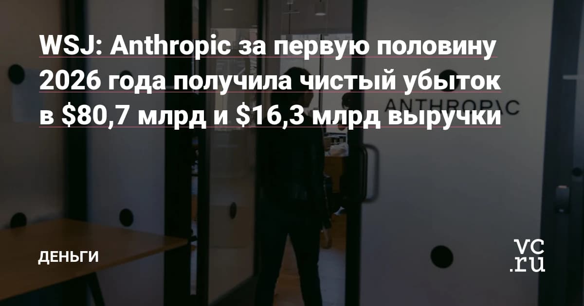 Anthropic раскрыла финансы перед IPO: $80 млрд убытка при выручке $16,3 млрд за полгода