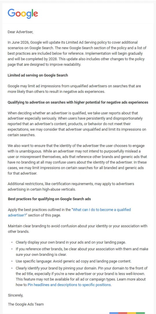Google реклама с 2026 года урежет показы по жалобам покупателей на цены и сервис