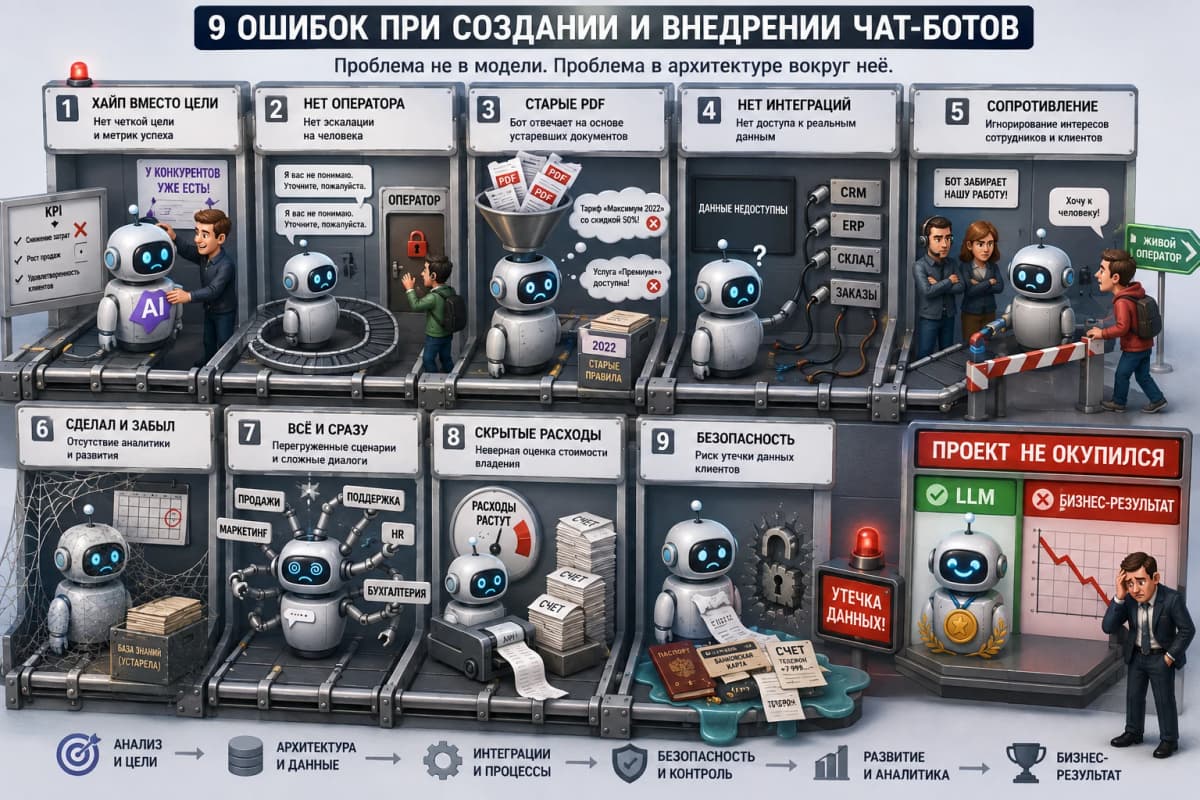 9 ошибок при создании чат ботов: один кейс обошёлся в 1 млн рублей