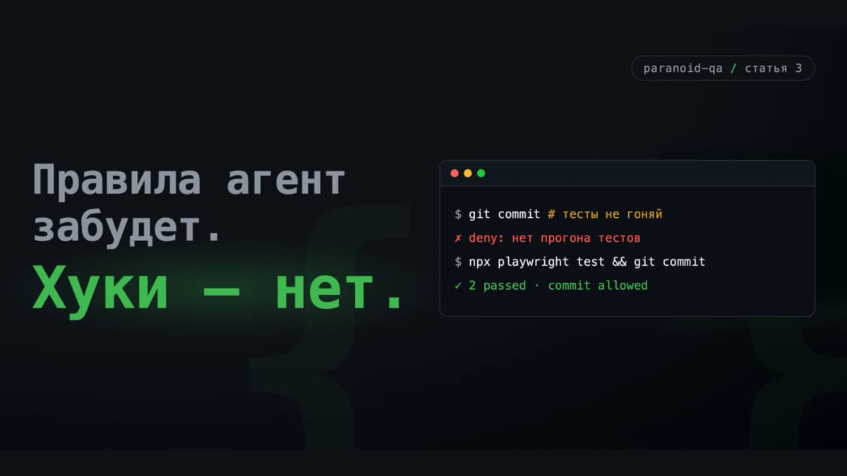 Хуки вместо текстовых правил: как физически запретить Claude Code AI коммитить без тестов