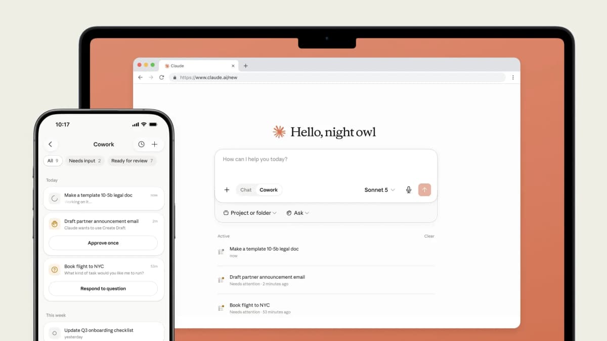 Claude Cowork вышел на смартфоны: задачи теперь живут в облаке отдельно от устройства
