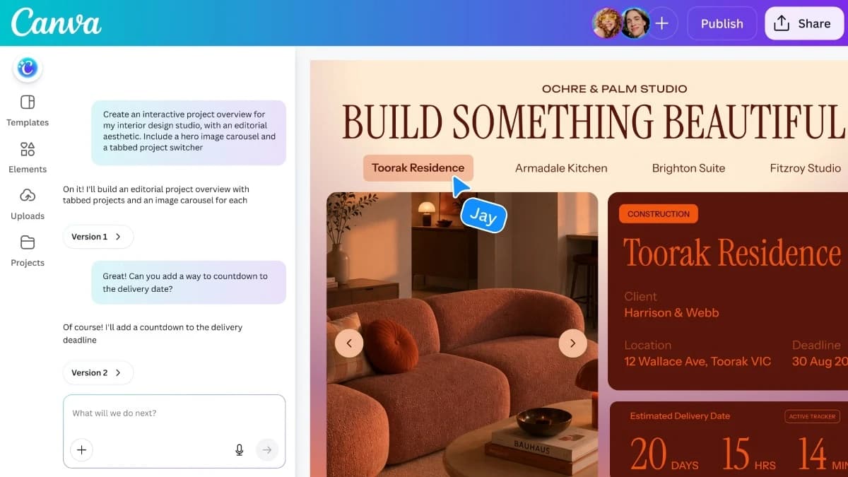 Canva Code 2.0 собирает сайт по промпту и сразу открывает его для командной правки