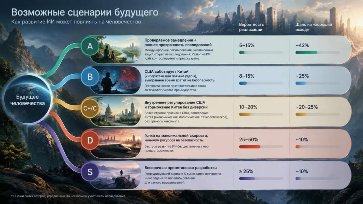 Сверхинтеллект ИИ: пять сценариев до 2040 года и место России в каждом из них