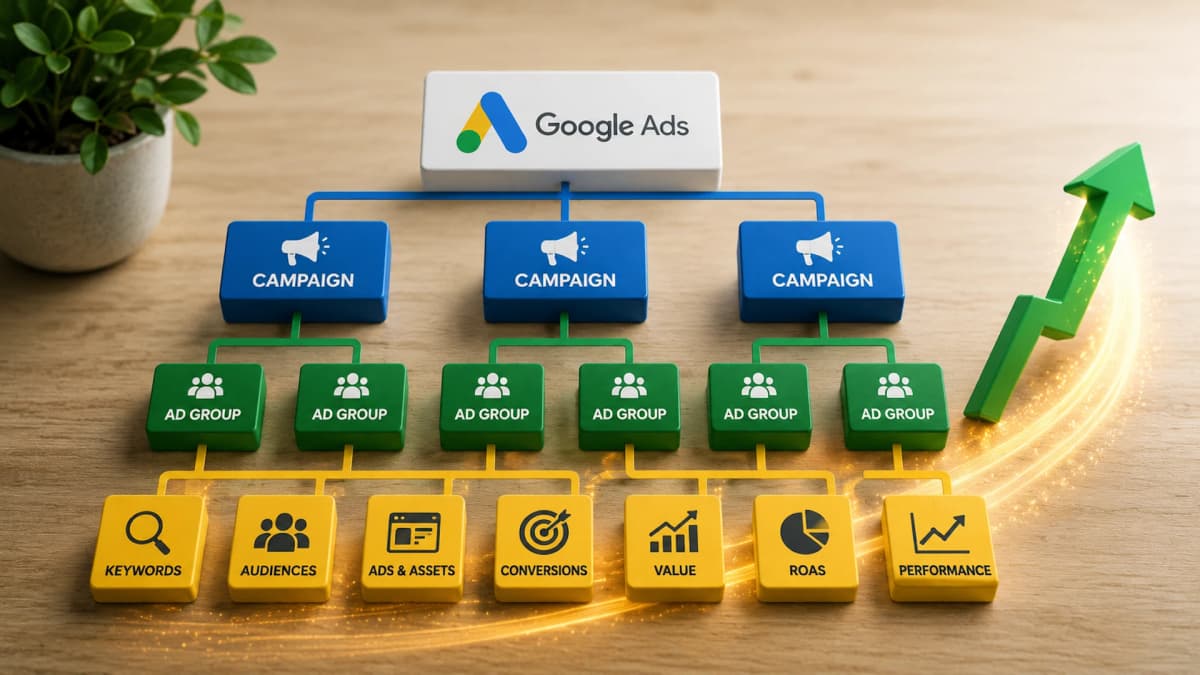 Структура кампаний в Google Ads: почему 30 конверсий на кампанию решают всё