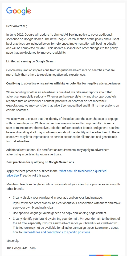 Google реклама с 2026 года урежет показы по жалобам покупателей на цены и сервис